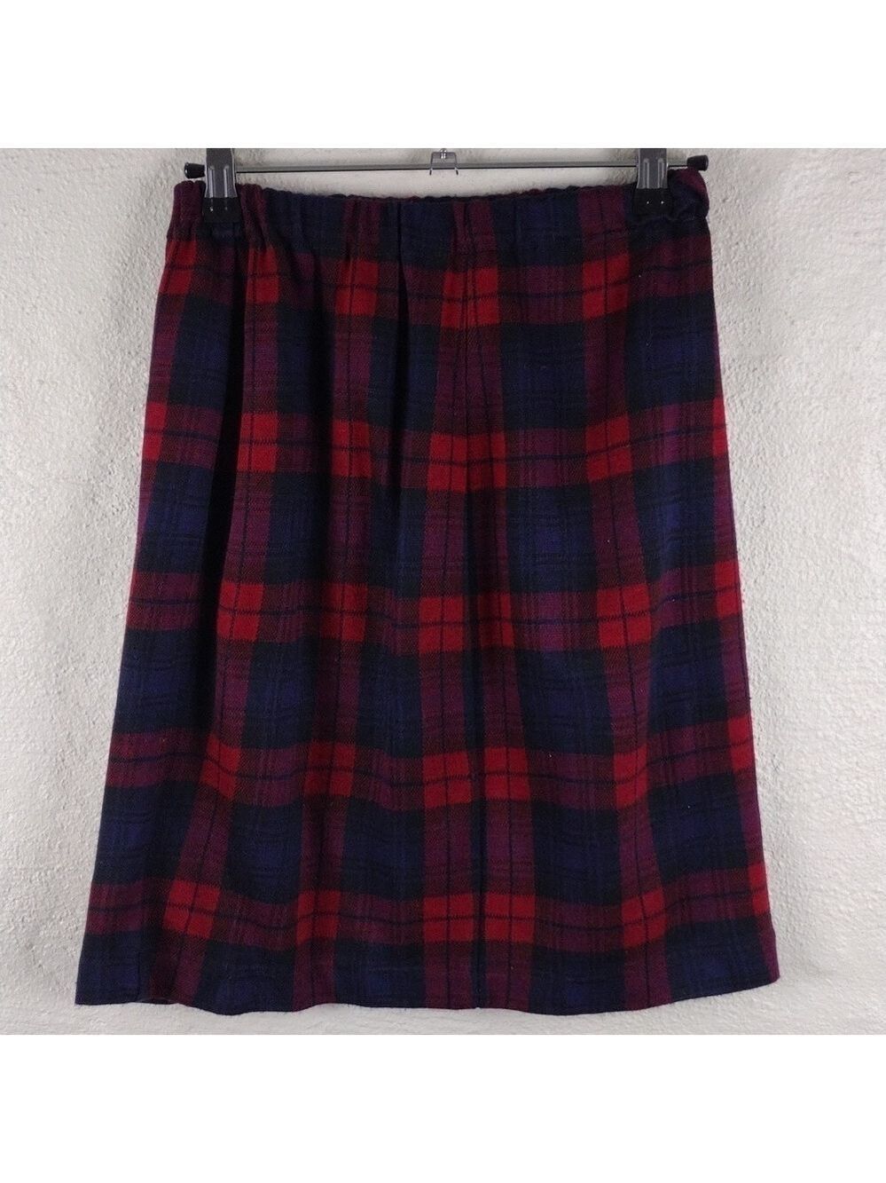 D.B.Y. Red Blue Tartan One Notched Button Long Sleeve Elastic Pull On Skirt Set - Picture 14 of 16